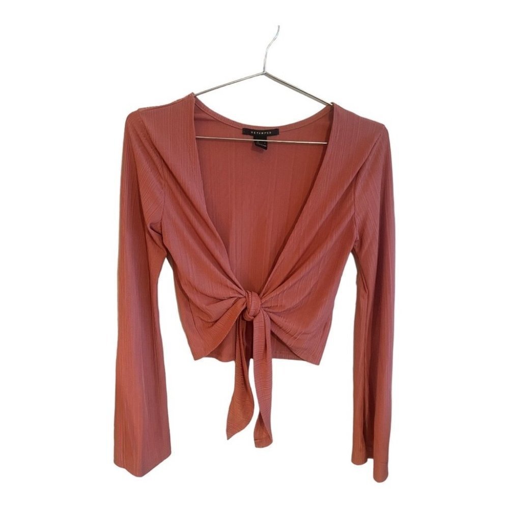 Revamped Cropped Tie Top with Bell Sleeves